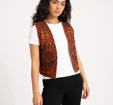 TILTIL Gigi Emboidered Gilet Bright Rust - Things I Like Things I Love
