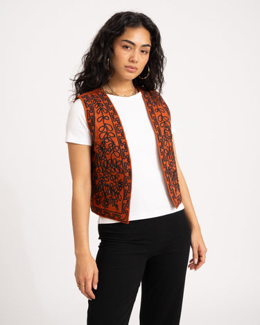 TILTIL Gigi Emboidered Gilet Bright Rust - Things I Like Things I Love