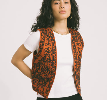 TILTIL Gigi Emboidered Gilet Bright Rust - Things I Like Things I Love