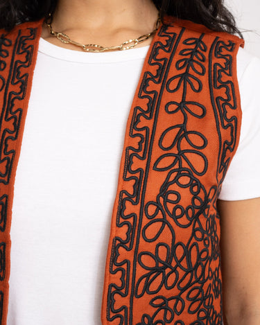 TILTIL Gigi Emboidered Gilet Bright Rust - Things I Like Things I Love