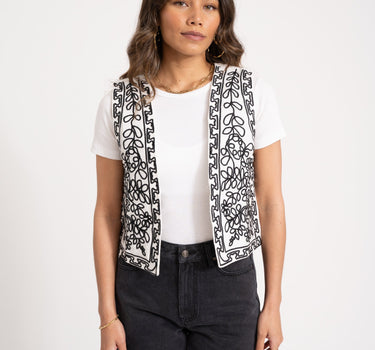 TILTIL Gigi Emboidered Gilet Off - White - Things I Like Things I Love