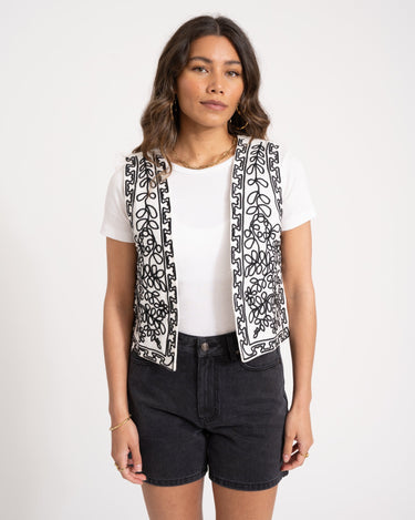 TILTIL Gigi Emboidered Gilet Off - White - Things I Like Things I Love