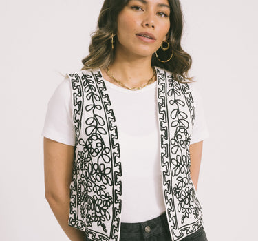 TILTIL Gigi Emboidered Gilet Off - White - Things I Like Things I Love