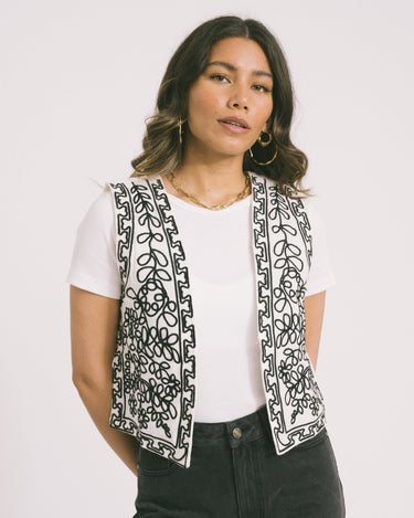 TILTIL Gigi Emboidered Gilet Off - White - Things I Like Things I Love