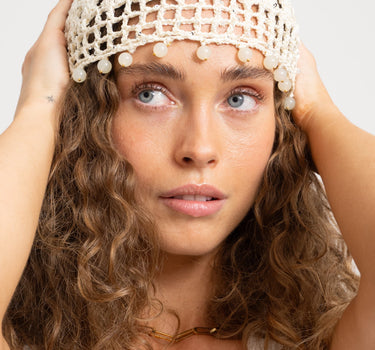 TILTIL Isla Crochet Bead Hat Creme Glitter Wit - Things I Like Things I Love