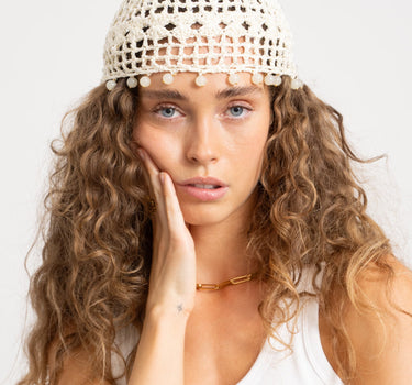 TILTIL Isla Crochet Bead Hat Creme Glitter Wit - Things I Like Things I Love