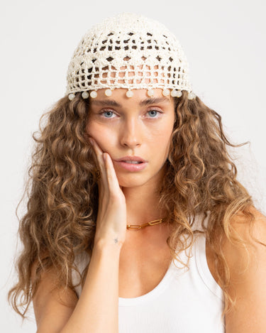 TILTIL Isla Crochet Bead Hat Creme Glitter Wit - Things I Like Things I Love