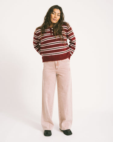 TILTIL Joya Polo Striped Bordeaux One Size - Things I Like Things I Love