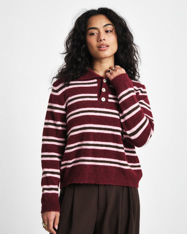TILTIL Joya Polo Striped Bordeaux One Size - Things I Like Things I Love