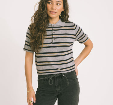 TILTIL Juliette Polo Grey Striped One Size - Things I Like Things I Love
