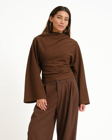 TILTIL Lenni Pleated Longsleeve Brown - Things I Like Things I Love