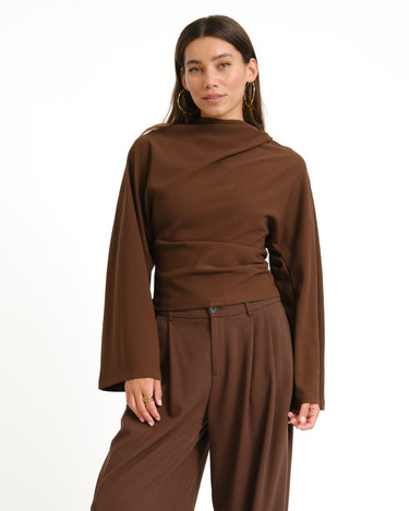 TILTIL Lenni Pleated Longsleeve Brown - Things I Like Things I Love