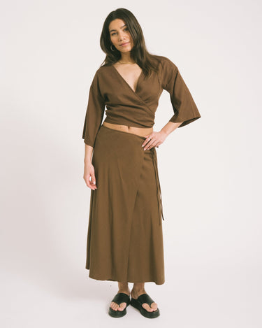 TILTIL Loma Wrap Skirt Brown - Things I Like Things I Love