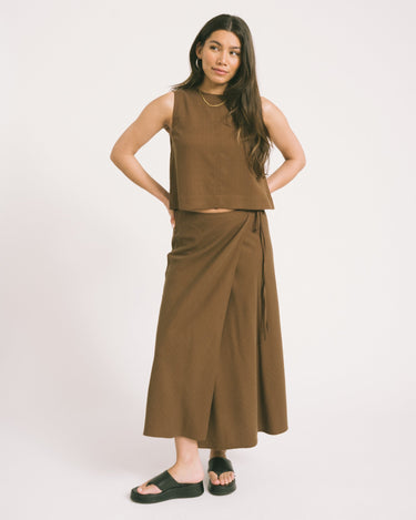 TILTIL Loma Wrap Skirt Brown - Things I Like Things I Love