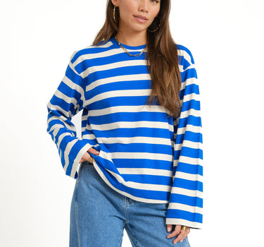 TILTIL Longsleeve Thick Striped Doka Tee Cobalt - Things I Like Things I Love