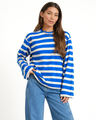 TILTIL Longsleeve Thick Striped Doka Tee Cobalt - Things I Like Things I Love