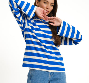 TILTIL Longsleeve Thick Striped Doka Tee Cobalt - Things I Like Things I Love