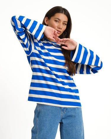 TILTIL Longsleeve Thick Striped Doka Tee Cobalt - Things I Like Things I Love