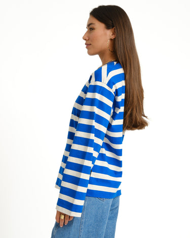 TILTIL Longsleeve Thick Striped Doka Tee Cobalt - Things I Like Things I Love