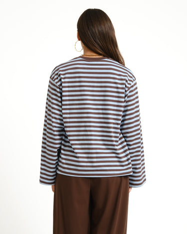 TILTIL Longsleeve Thin Striped Doka Tee Blue - Things I Like Things I Love