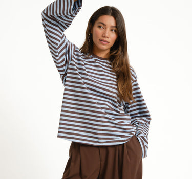 TILTIL Longsleeve Thin Striped Doka Tee Blue - Things I Like Things I Love