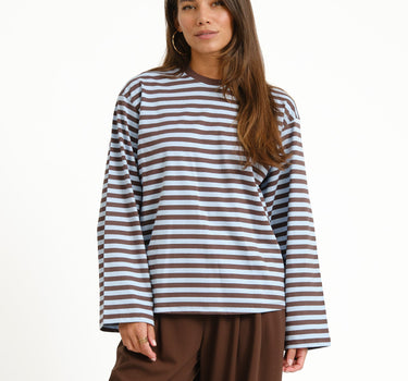 TILTIL Longsleeve Thin Striped Doka Tee Blue - Things I Like Things I Love
