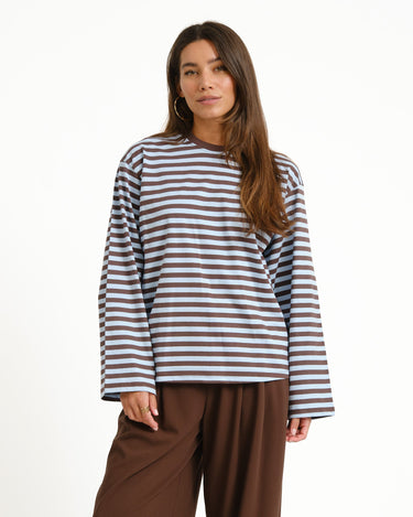 TILTIL Longsleeve Thin Striped Doka Tee Blue - Things I Like Things I Love