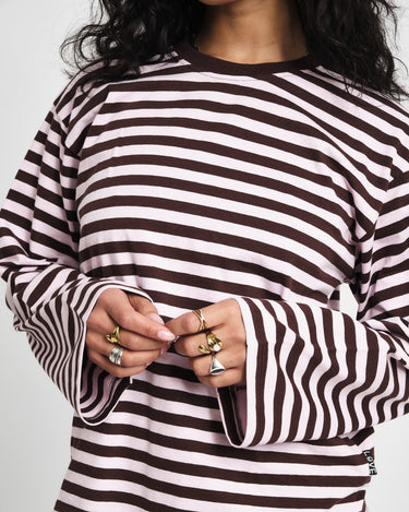 TILTIL Longsleeve Thin Striped Doka Tee Brown Pink - Things I Like Things I Love