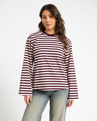 TILTIL Longsleeve Thin Striped Doka Tee Dark Purple - Things I Like Things I Love