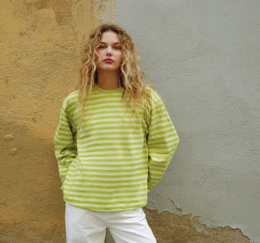 TILTIL Longsleeve Thin Striped Doka Tee Matcha Green - Things I Like Things I Love