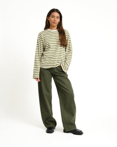 TILTIL Longsleeve Thin Striped Doka Tee Olijf Wit - Things I Like Things I Love