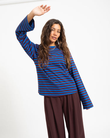 TILTIL Longsleeve Thin Striped Doka Tee Rood Cobalt - Things I Like Things I Love
