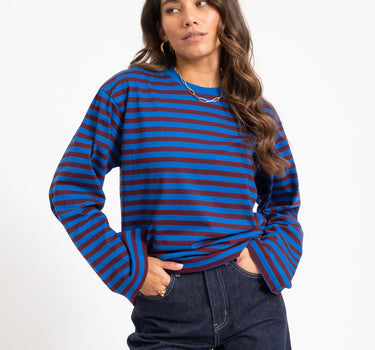 TILTIL Longsleeve Thin Striped Doka Tee Rood Cobalt - Things I Like Things I Love