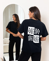 TILTIL Love Karo T-Shirt Schwarz Weiß Aufdruck