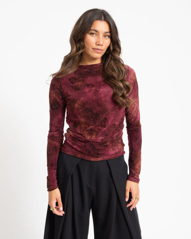 TILTIL Luna Longsleeve Draped Turtle Neck Bordeaux - Things I Like Things I Love