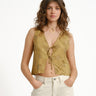 TILTIL Malu Gilet Top Mustard Embroidery Print - Things I Like Things I Love