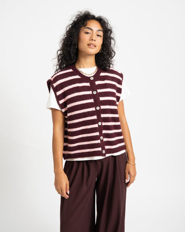 TILTIL Maya Striped Spencer One Size Bordeaux - Things I Like Things I Love