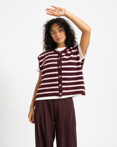 TILTIL Maya Striped Spencer One Size Bordeaux - Things I Like Things I Love