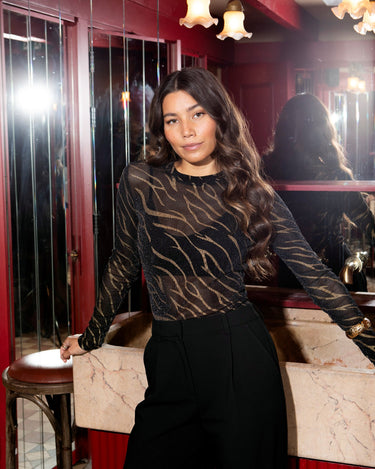TILTIL Mesh Zebra Longsleeve Black Gold - Things I Like Things I Love