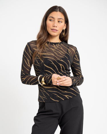 TILTIL Mesh Zebra Longsleeve Black Gold - Things I Like Things I Love
