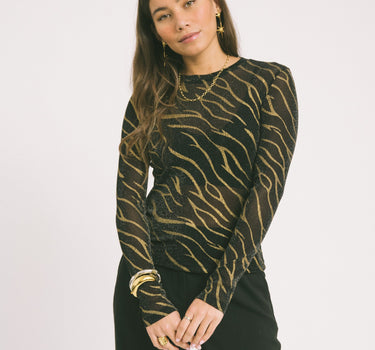 TILTIL Mesh Zebra Longsleeve Black Gold - Things I Like Things I Love