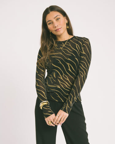TILTIL Mesh Zebra Longsleeve Black Gold - Things I Like Things I Love