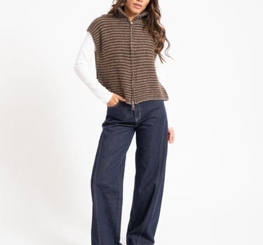 TILTIL Micha Striped Knitted Vest Bruin One Size - Things I Like Things I Love