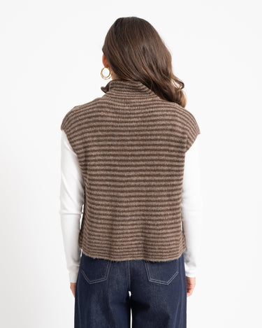 TILTIL Micha Striped Knitted Vest Bruin One Size - Things I Like Things I Love