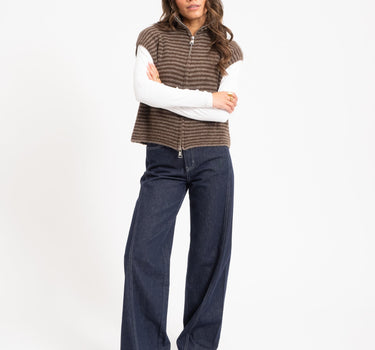 TILTIL Micha Striped Knitted Vest Bruin One Size - Things I Like Things I Love
