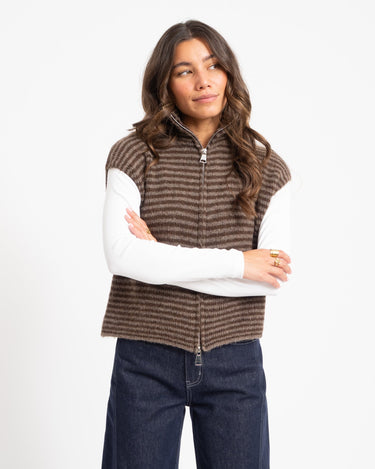 TILTIL Micha Striped Knitted Vest Bruin One Size - Things I Like Things I Love