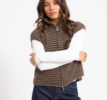 TILTIL Micha Striped Knitted Vest Bruin One Size - Things I Like Things I Love