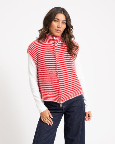 TILTIL Micha Striped Knitted Vest Roze One Size - Things I Like Things I Love