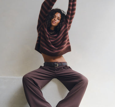 TILTIL Mulla Striped Mohair Pullover Bruin - Things I Like Things I Love