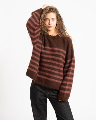 TILTIL Mulla Striped Mohair Pullover Bruin - Things I Like Things I Love